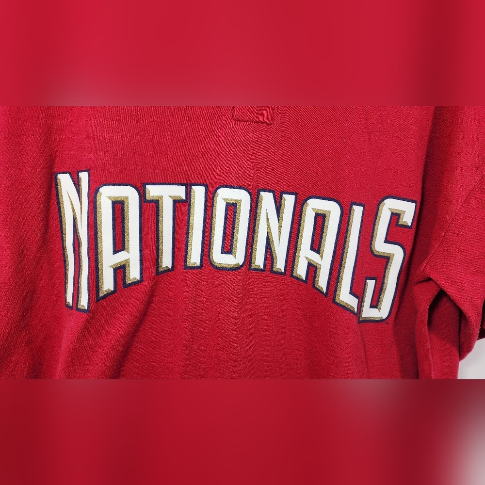 MAJESTIC MLB WASHINGTON NATIONALS  BUTTON TOP SHORT SLEEVE TSHIRT LARGE RED - Picture 4 of 6